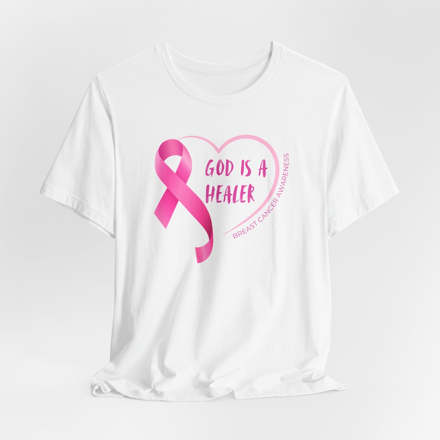 God is a Healer Pink Heart Tee